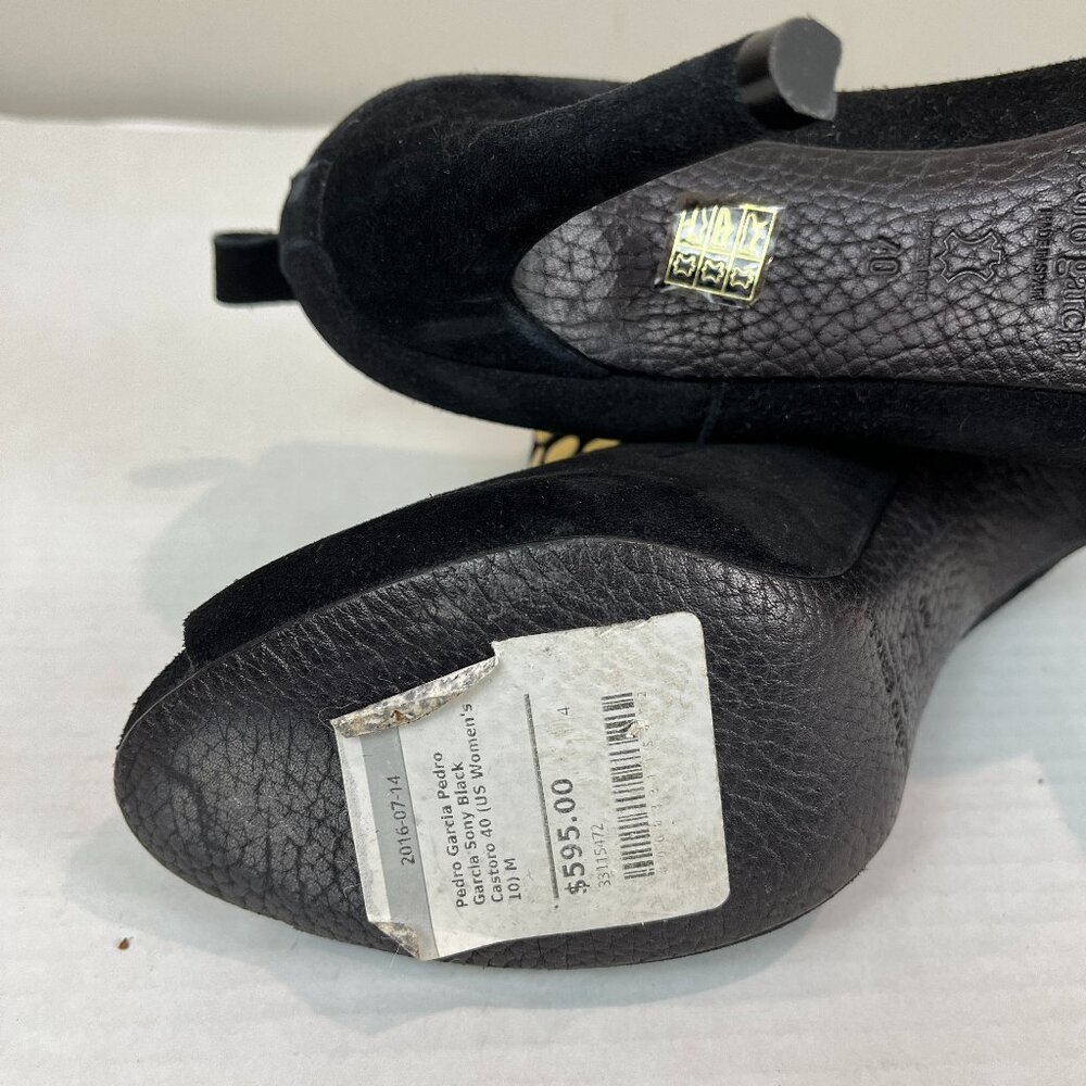 Women's Black Pedro Garcia, Made in Spain Peep Toe, studded booties Size 10 - Picture 2 of 9